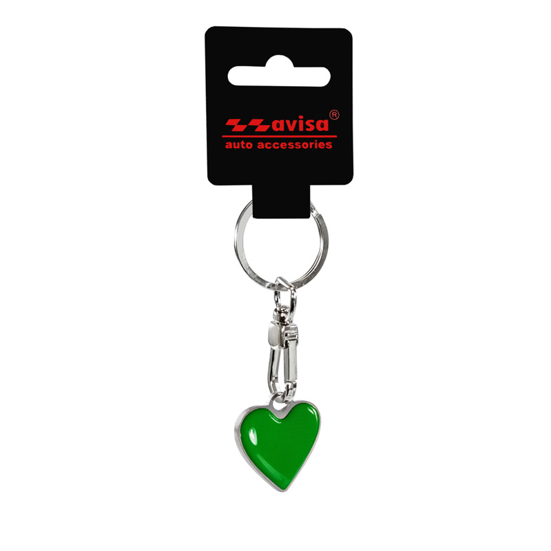 RVS sleutelhanger - 'Heart' Groen