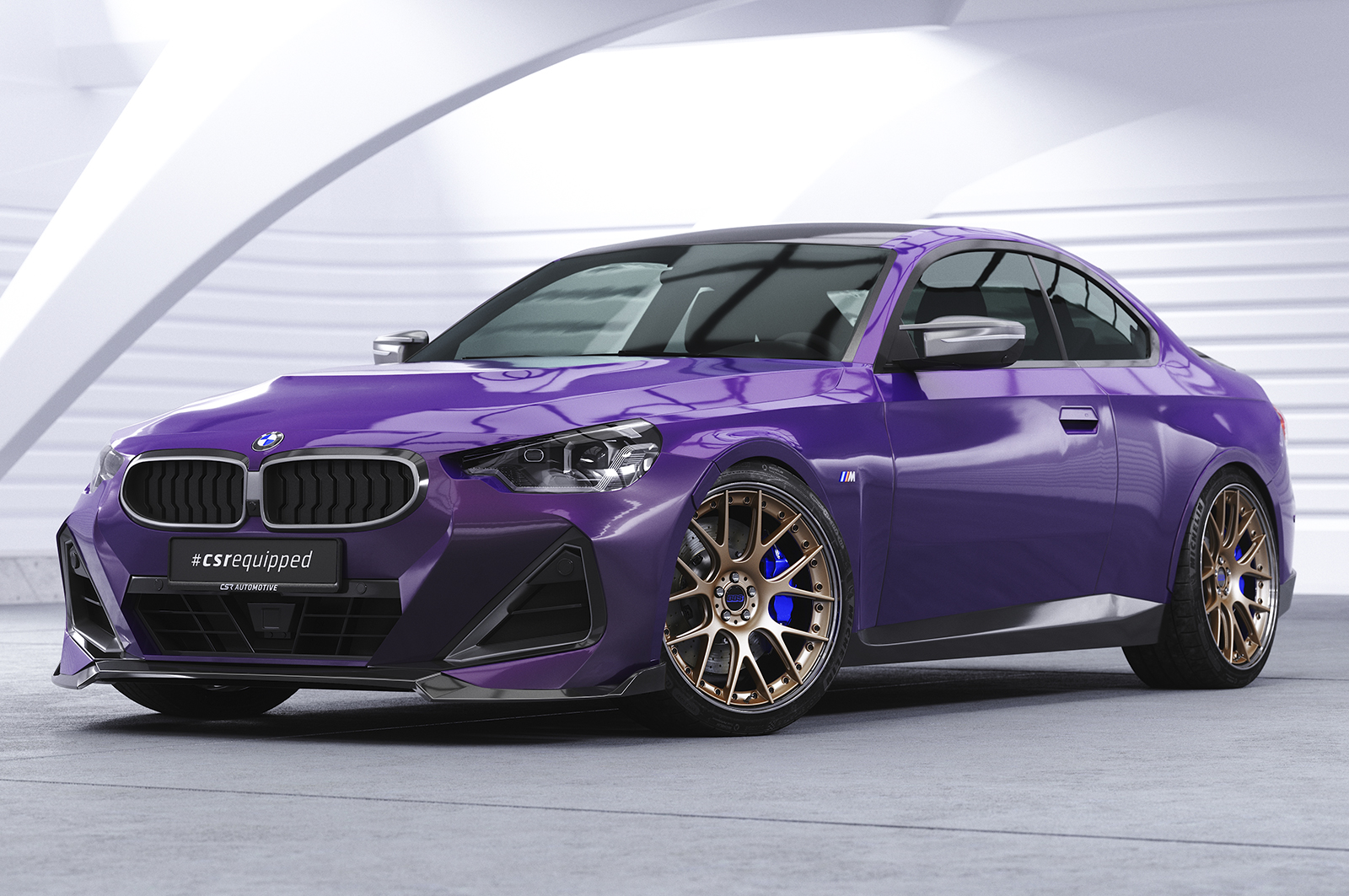 Voorspoiler BMW 2 Serie M Pakket / M240i G42 CSR Glans Zwart