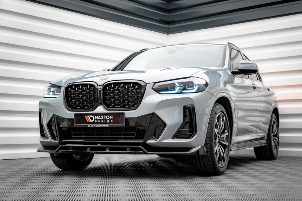 Voorspoiler V.1 BMW X4 M Pakket G02 Maxton Glans Zwart