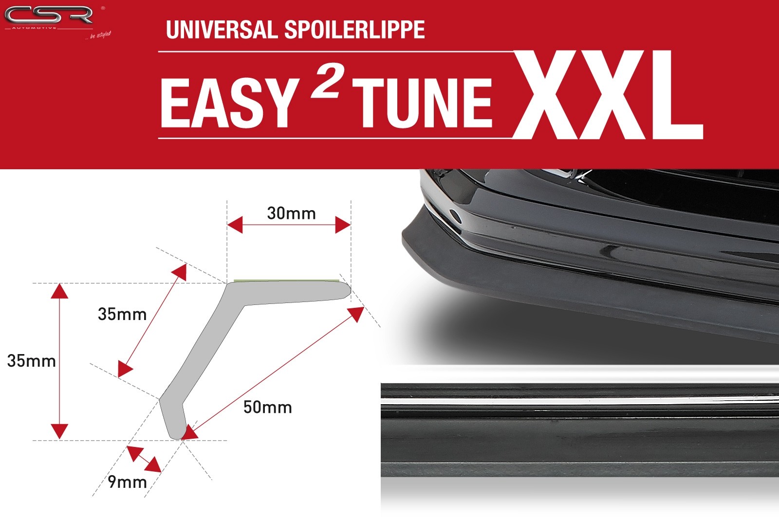 Onder / Spoiler Lip XXL Easy 2 Tune Zwart Universeel