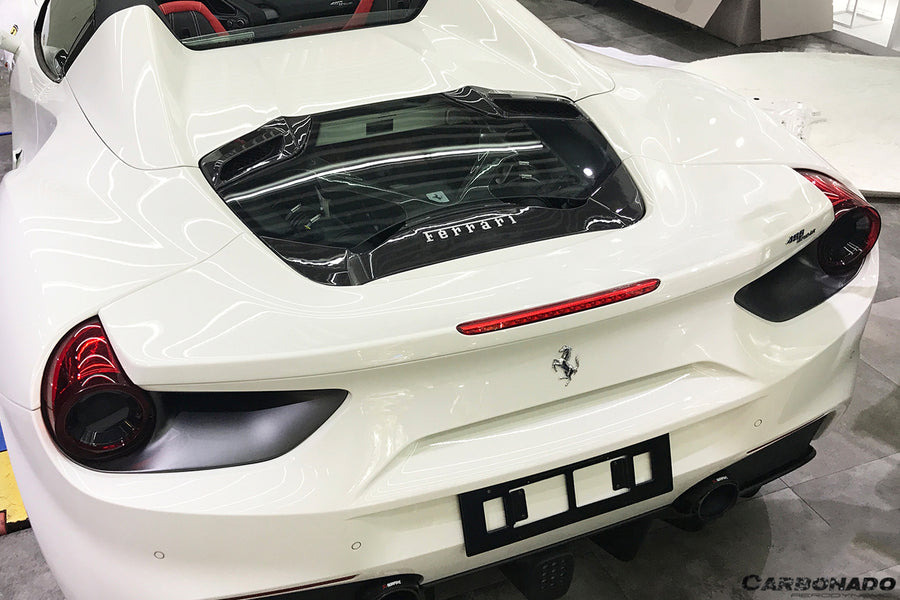 Ferrari 488 Spyder Carbon Fiber Engine Motorkap met Glass 2015-2019