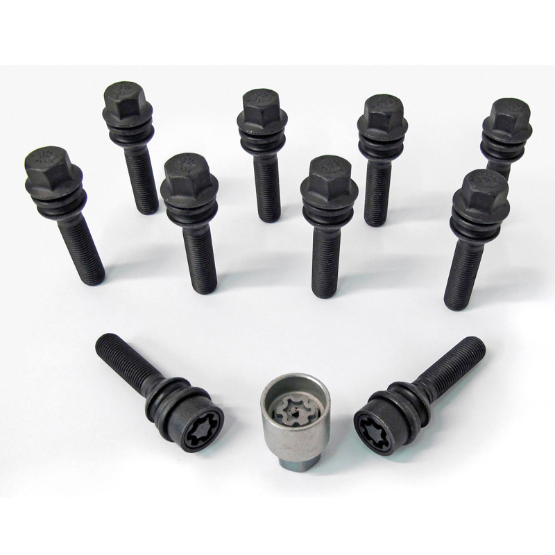 H&R Wielboutenset bolkonisch met bewegende ring R14 M14x1.50 - Lengte 51mm - Zwart - 10 stuks - incl. wielsloten