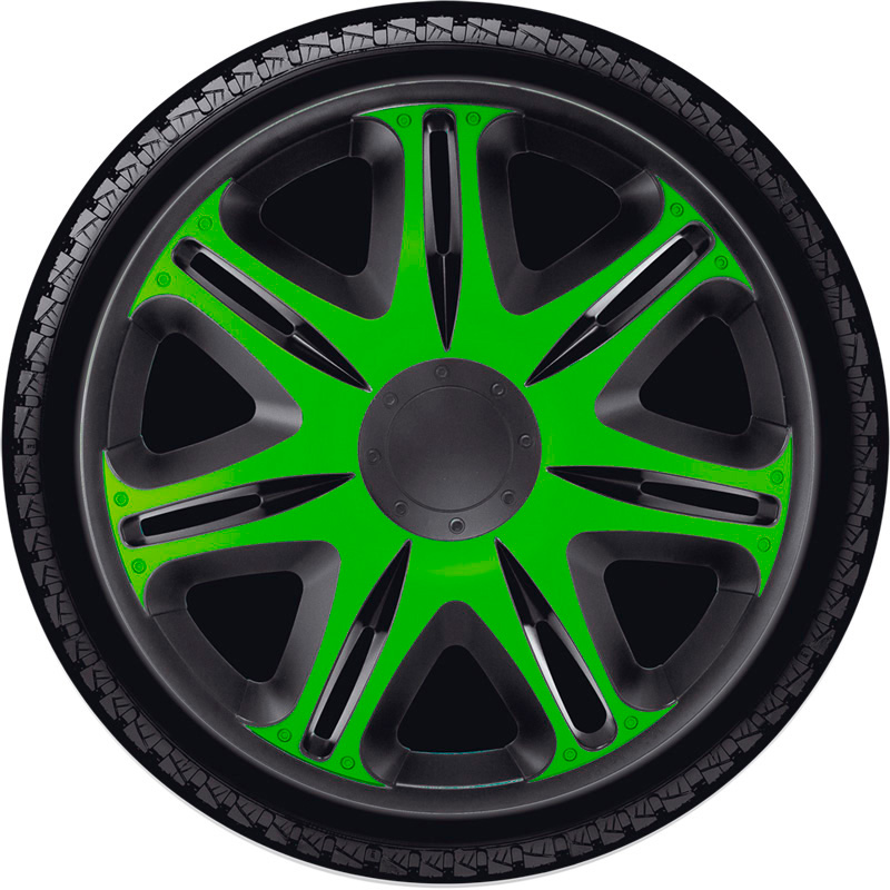 4-Delige J-Tec Wieldoppenset Nascar 15-inch zwart/groen