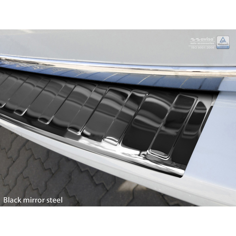 Zwart-Chroom RVS Achterbumperprotector  Volkswagen Transporter T6 2015-2019 & FL 2019-2020 & T6.1 2020-2022 (met achterklep) 'Ribs'