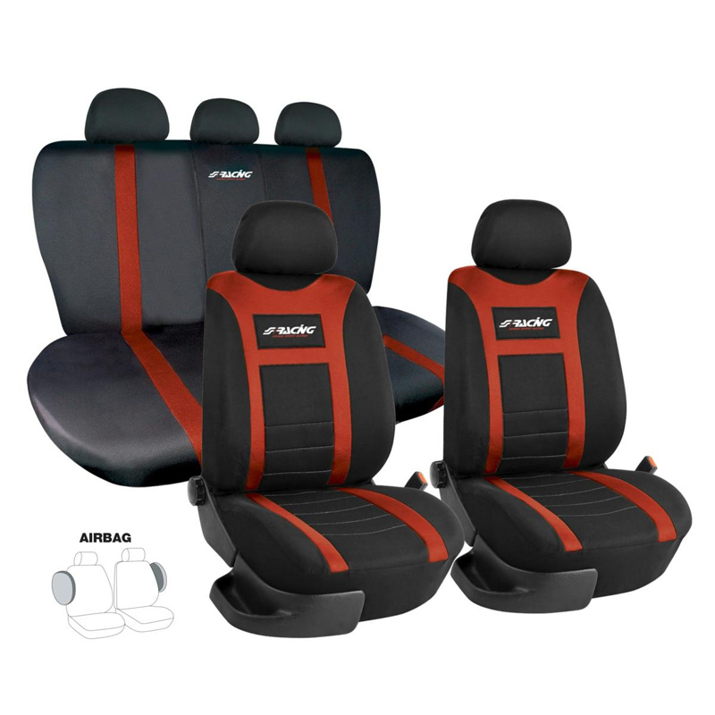 Simoni Racing Stoelhoezenset Type H - Zwart/Rood - Complete set 11-delig