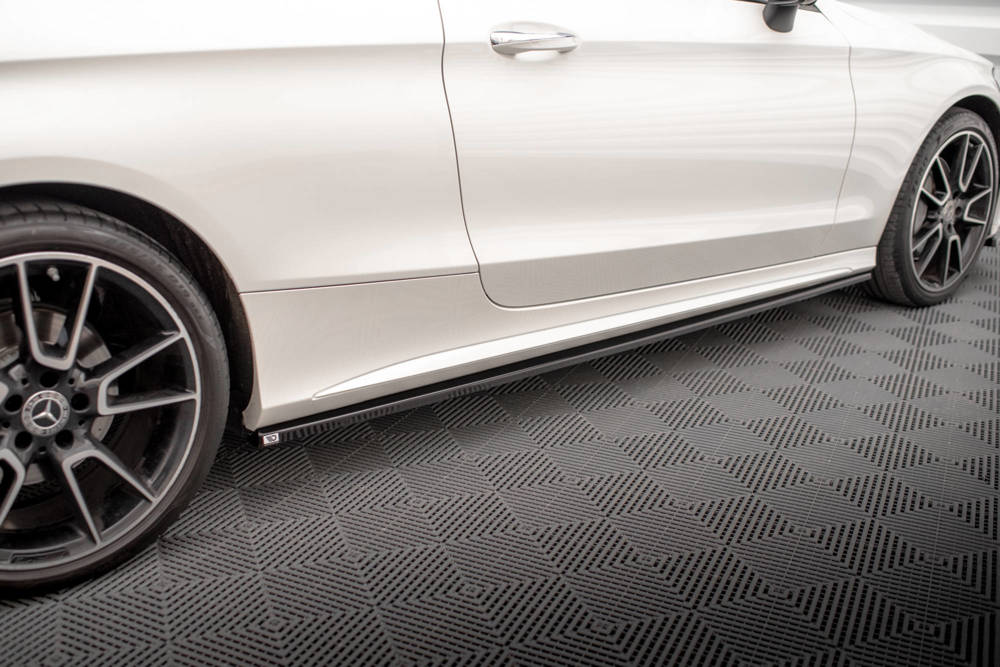 Zijskirts Mercedes C Klasse Coupe AMG Line C205 Facelift 2018 - 2021 Maxton Glans Zwart