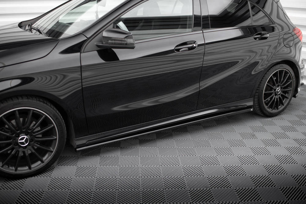 Zijskirts Mercedes A Klasse AMG Line / A45 AMG W176 Maxton Glans Zwart