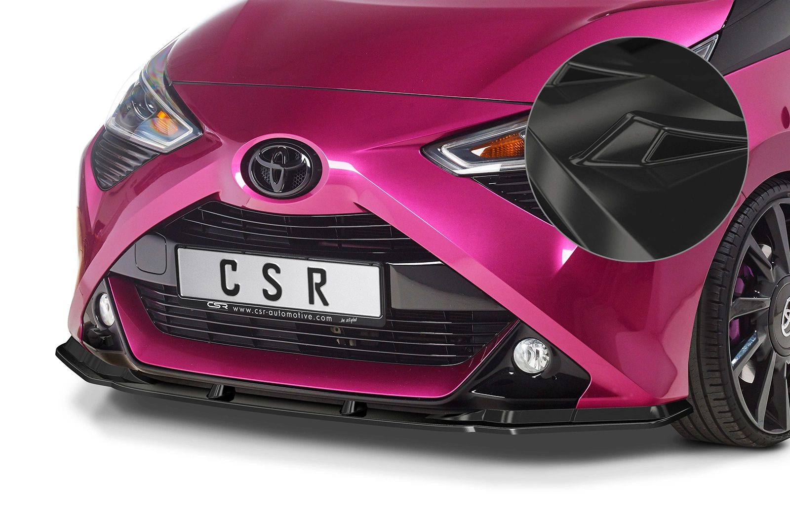 Voorspoiler Toyota Aygo 2 Facelift Glans Zwart van CSR Automotive (2018-)