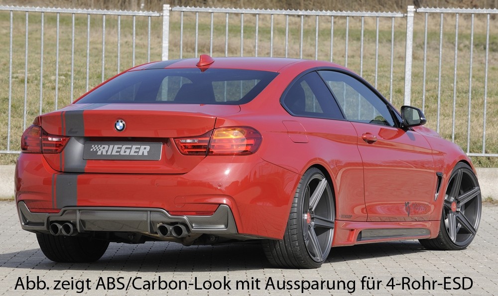 Achterbumper aanzet BMW dubbele uitlaat links 4 serie glans zwar