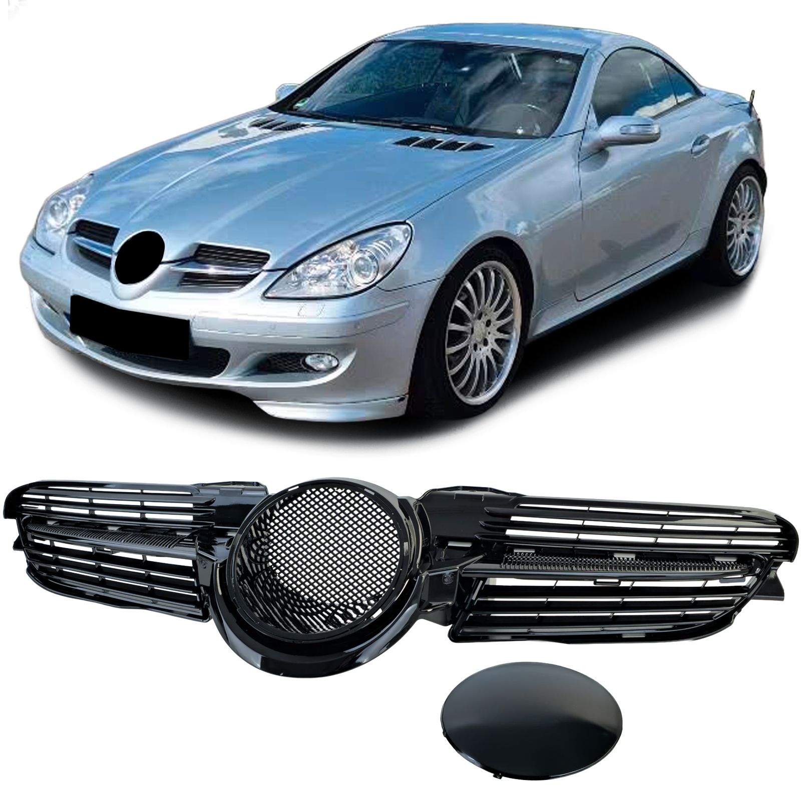 Grill Mercedes SLK R171 2004-2007 Glans Zwart