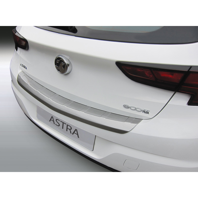ABS Achterbumper beschermlijst  Opel Astra K 5-deurs 10/2015-09/2021 excl. Turbo 'Brushed Alu' Look 'Ribbed'