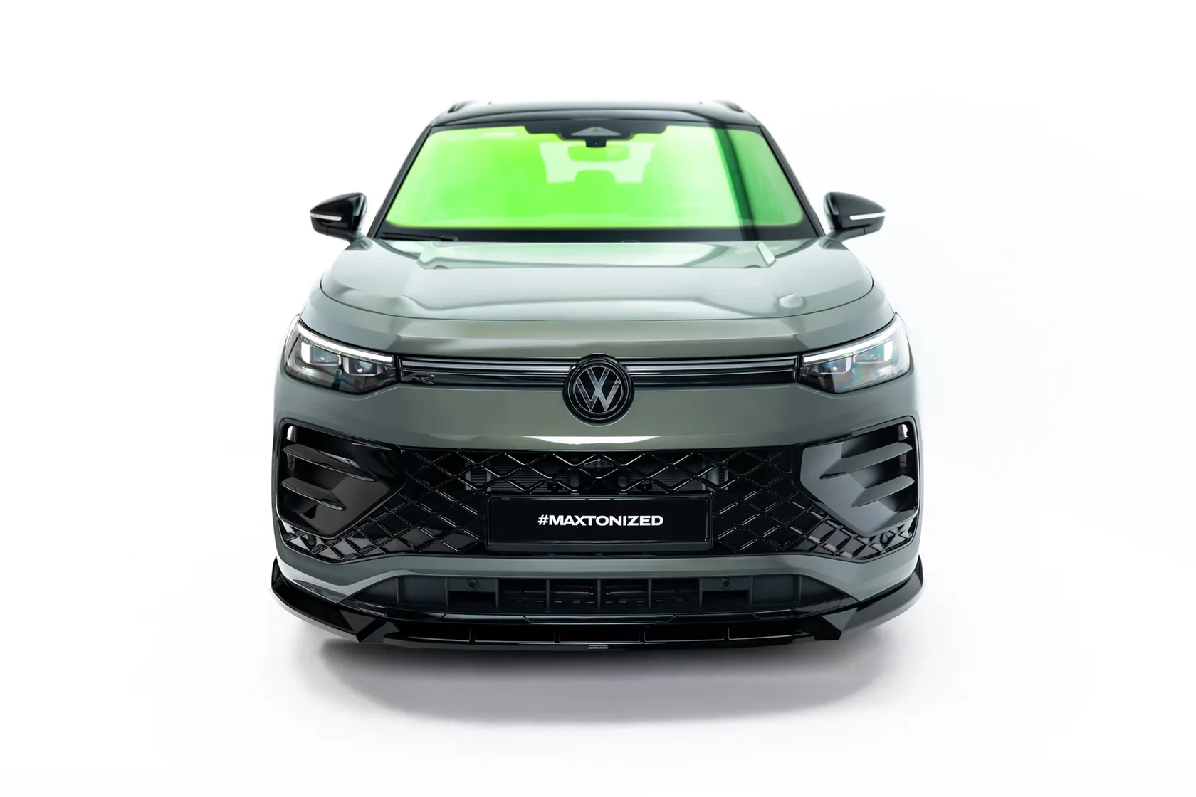 Volkswagen Tayron R-Line Mk1 Voorspoiler V.2 Glans Zwart