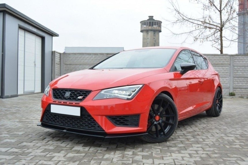 Voorspoiler Seat Leon Cupra FR 5F Maxton Design glans zwart