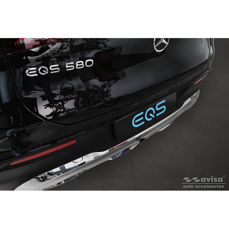 Zwart RVS Achterbumperprotector  Mercedes EQS SUV (X296) 2022- 'Ribs'