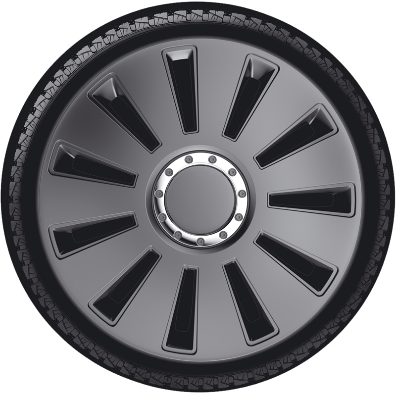4-Delige Wieldoppenset Silverstone Pro 15-inch gun-metal + chroom ring