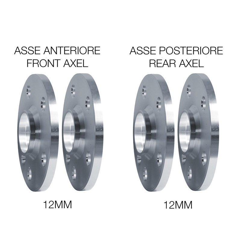 Simoni Racing Aluminium Spoorverbreder Set - 2x12mm(VA) - 2x12mm(AA) (Naaf 58,1mm) inclusief wielbouten -  Abarth, Fiat diversen