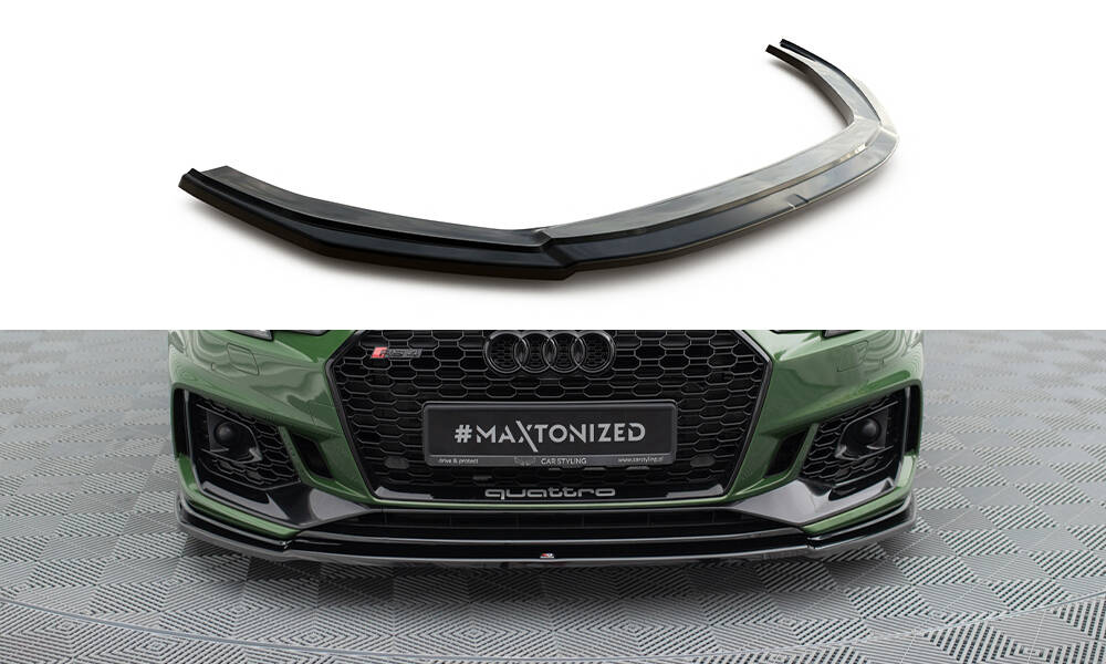 Voorspoiler V.2 Audi RS4 B9 Maxton Glans Zwart