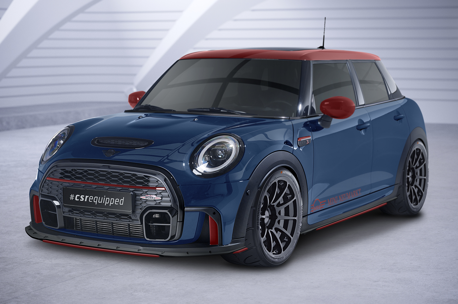 Voorspoiler Mini Cooper JCW F55 F56 F57 CSR Glans Zwart