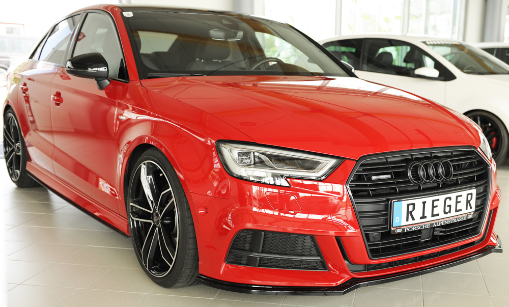 Voorspoiler Audi S3 & A3 8V S-line Rieger Zwart Glans
