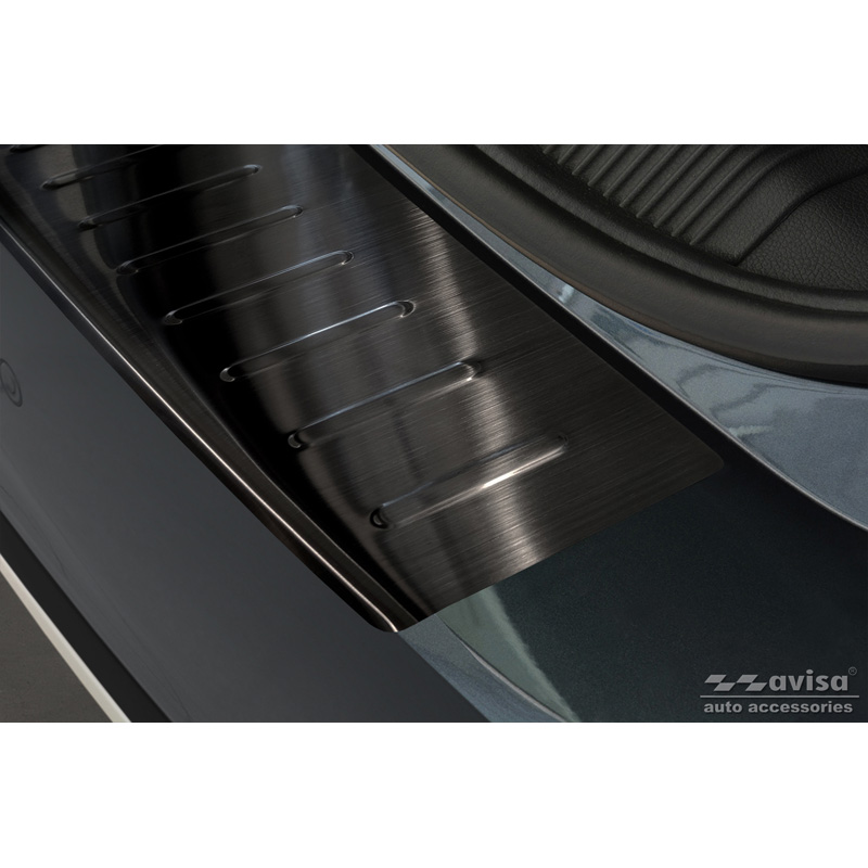 Zwart RVS Achterbumperprotector  Skoda Yeti 4x4 Outdoor version/Adventure 2013-2015 & Facelift 2015-2017 'Ribs'