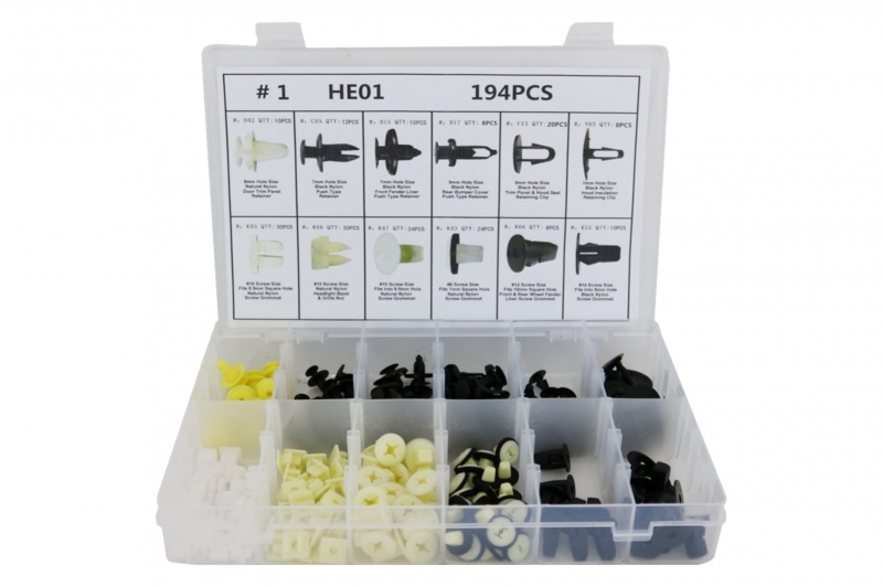 Auto Clips Plastic fasteners Kit 194 pcs
