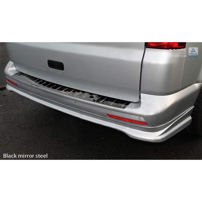 Zwart-Chroom RVS Achterbumperprotector  VW Transporter T5 2003-2015 (alle) & T6 2015- / FL 2019- (met achterdeuren) 'Ribs'