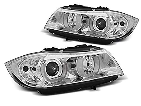 Koplampen BMW E90/E91 05-08 Angel Eyes U-Type 3D chroom