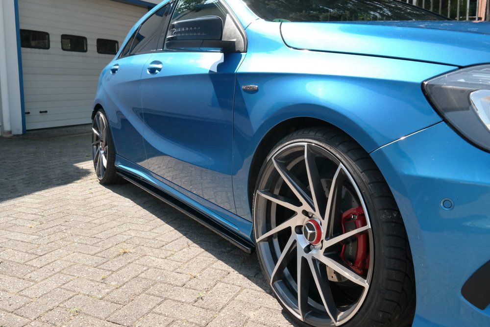 Zijskirts Mercedes W176 A45 AMG look M-Line Glans Zwart