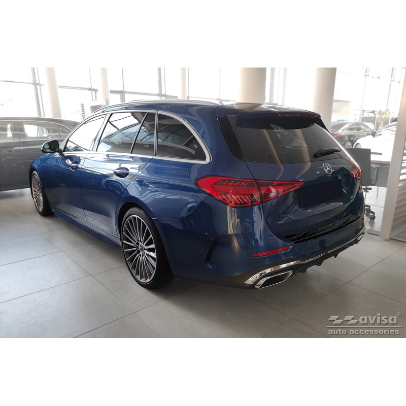 Zwart RVS Achterbumperprotector  Mercedes C-Klasse AMG Estate S206 2021- 'Ribs'