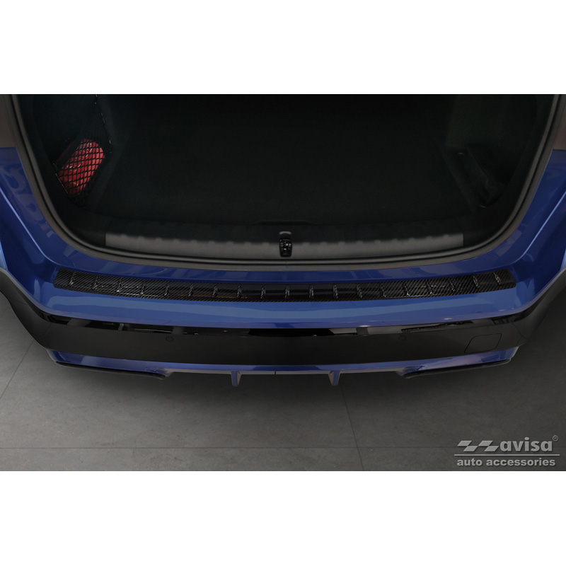 Echt 3D Carbon Achterbumperprotector  BMW X1 met M-Pakket (U11) 2022- 'Ribs'