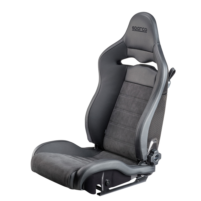 Sparco Sportstoel SPX SX - Bestuurdersversie (Links) - Zwart Leather/Alcantara + Carbon Rugleuning - Links Verstelbaar