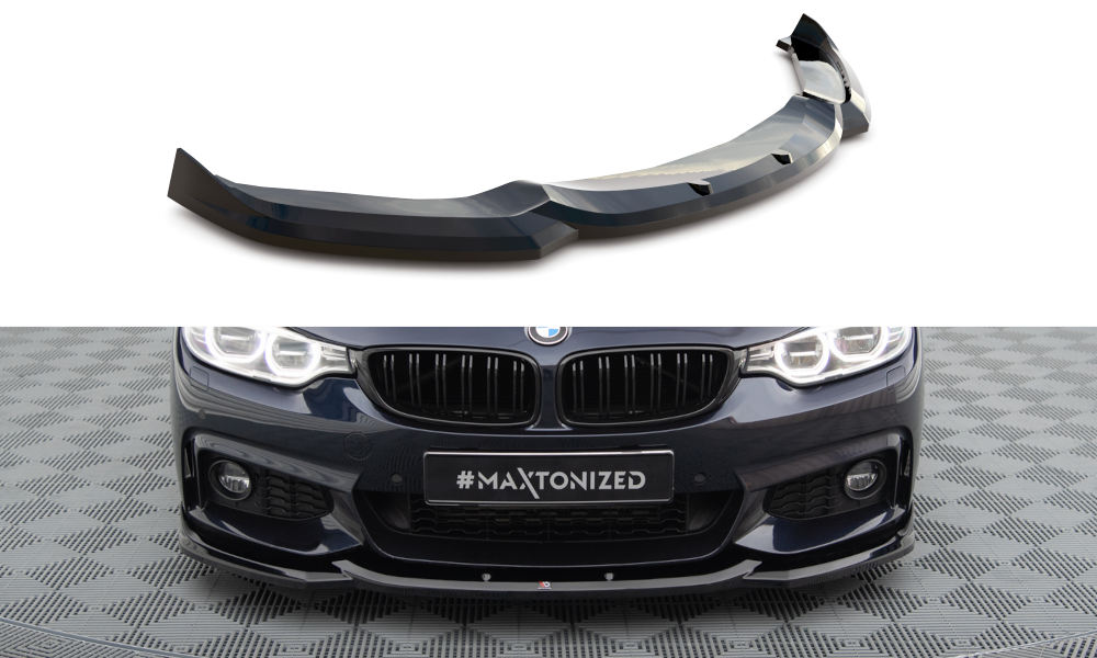 Voorspoiler V.2 BMW 4 Gran Coupe M Pakket F36 Maxton Glans Zwart