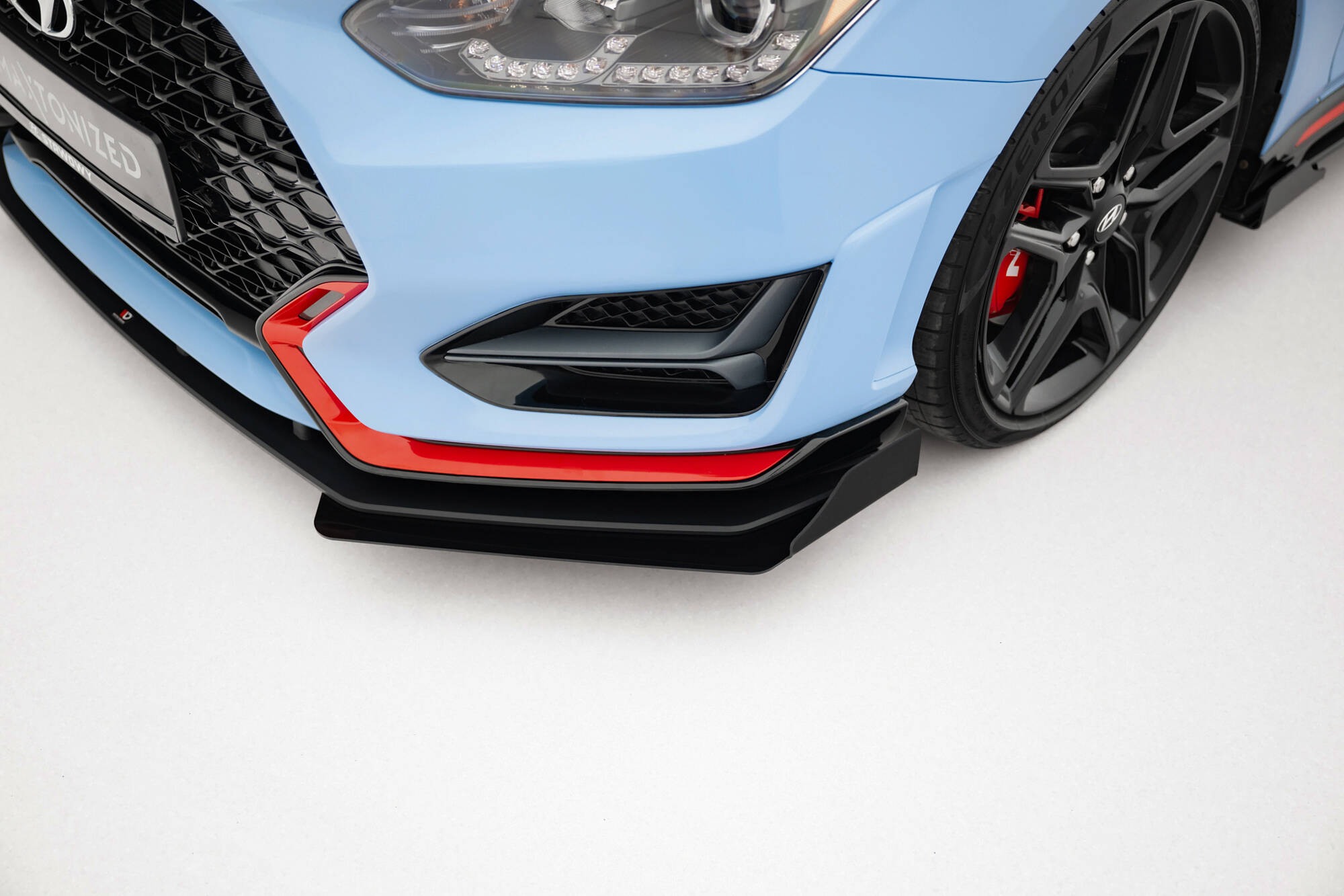 Street Pro Voorspoiler + Flaps Hyundai Veloster N MK2 Maxton Glanzend zwart