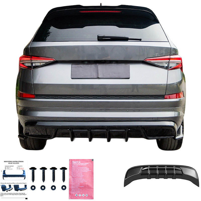 Oneway Achterbumperskirt (Diffuser)  Skoda Kodiaq I (NS7) Sportline 2017-2024 - Glanzend zwart