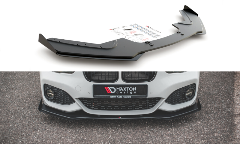 Race voorspoiler + rand BMW 1 F20 Maxton Design zwart