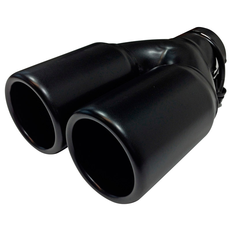 Uitlaatsierstuk Staal/Zwart - 2x rond 76mm - lengte 220mm - 45-60mm aansluiting