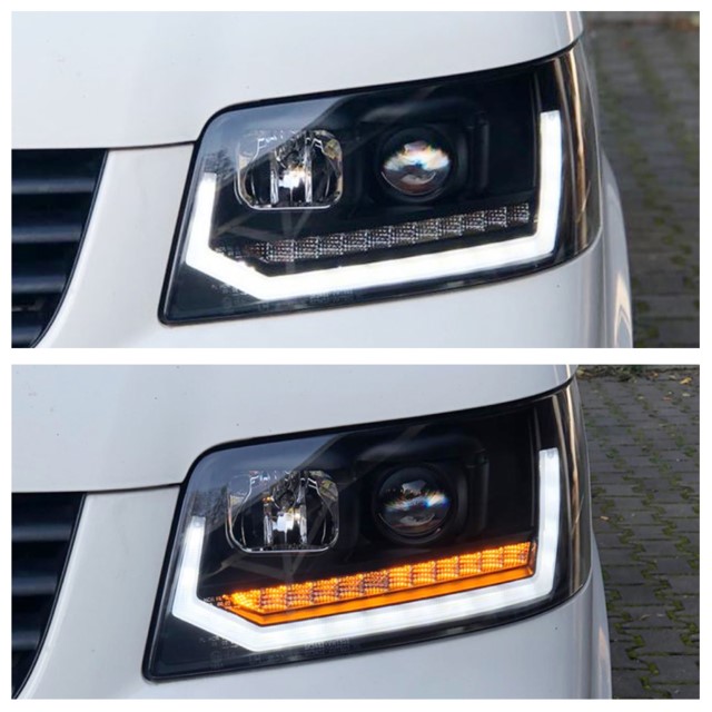 Koplampen VW T5 03-09 real DRL LED Dynamisch