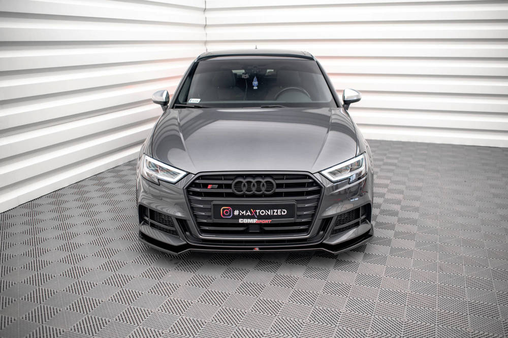 Voorspoiler V.2 Audi S3 Sportback 8V FL Maxton Glans Zwart