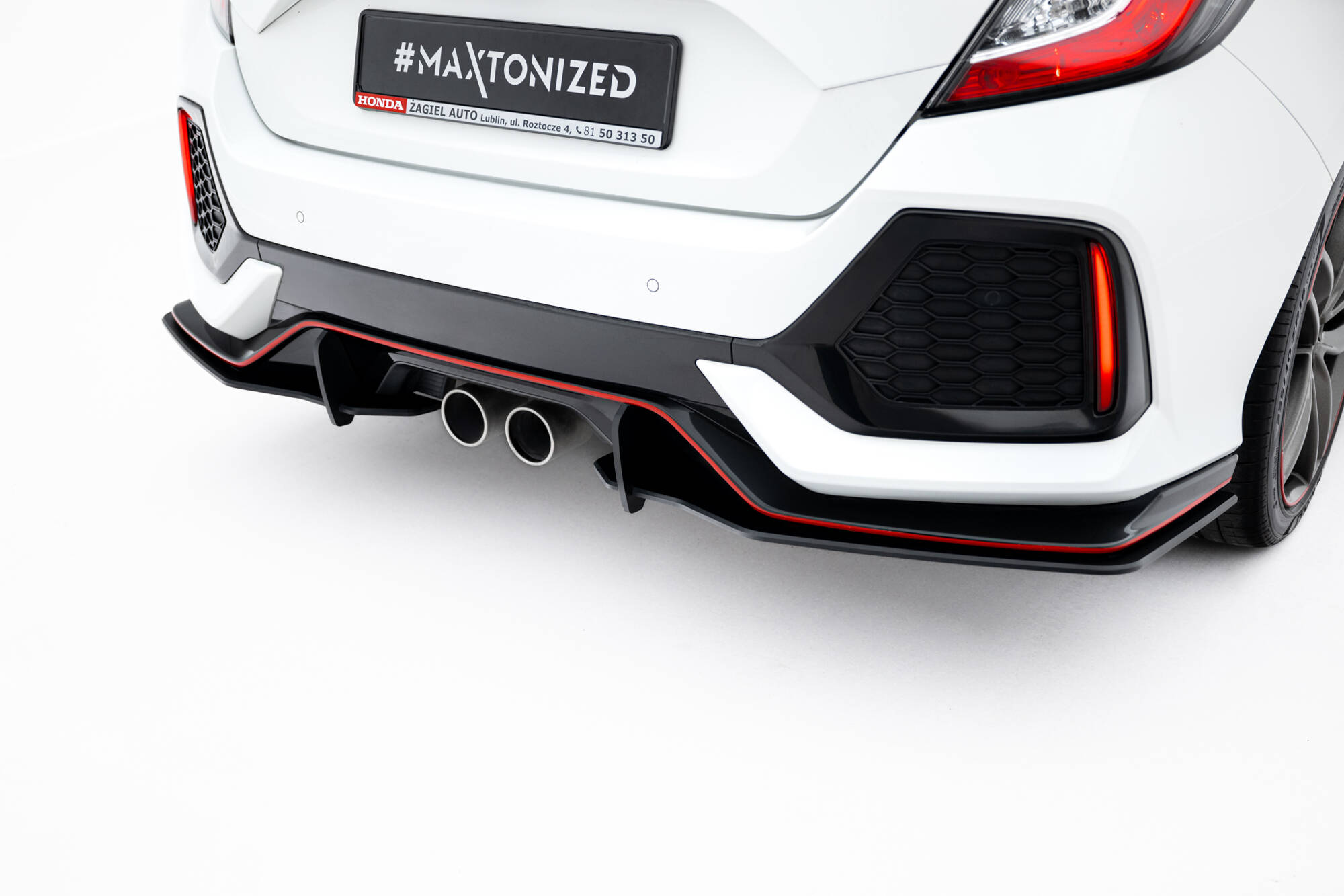 Street Pro Achterzij Spoilers V.2 Honda Civic Sport MK10 Facelift Maxton Glanzend zwart