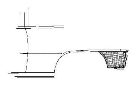 eindstuk of lekbakje, 3/5 drs, rechts Opel Astra F, 1991 -1998
