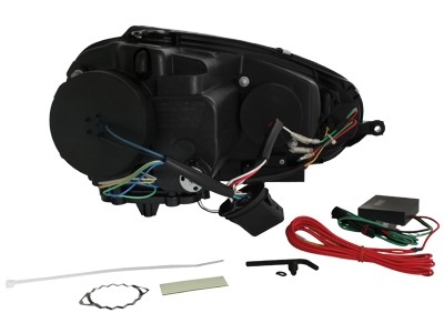 Koplampen VW Golf V 03-09 Devil Eyes real DRL LED Zwart voor origi