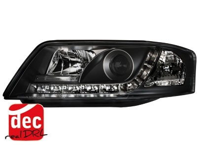 Koplampen Audi A6 4B 01-04 Devil Eyes real DRL LED Zwart