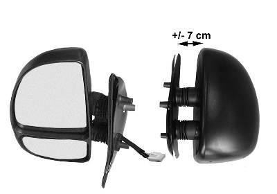 spiegel, dubbel, elektr versteb, verwarmd, korte arm, (7 cm), re