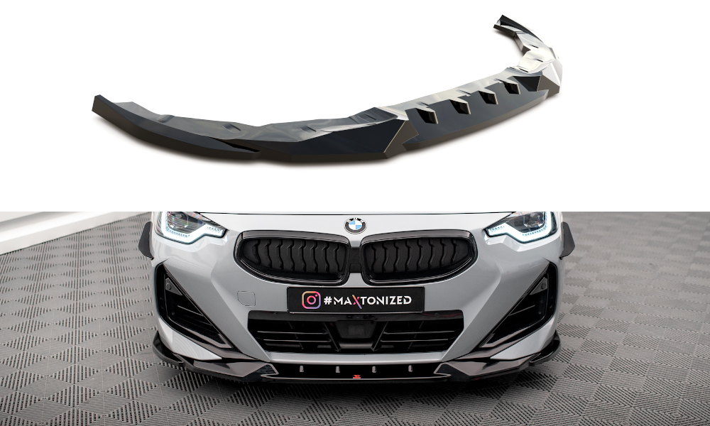 Voorspoiler V.2 BMW 2 Serie G42 Coupe M Pakket & M240i Maxton Glans Zwart