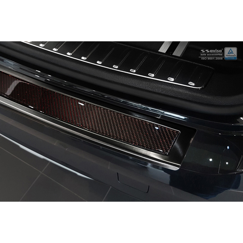 RVS Achterbumperprotector 'Deluxe'  BMW X3 F25 2014-2017 Zwart/Rood-Zwart Carbon