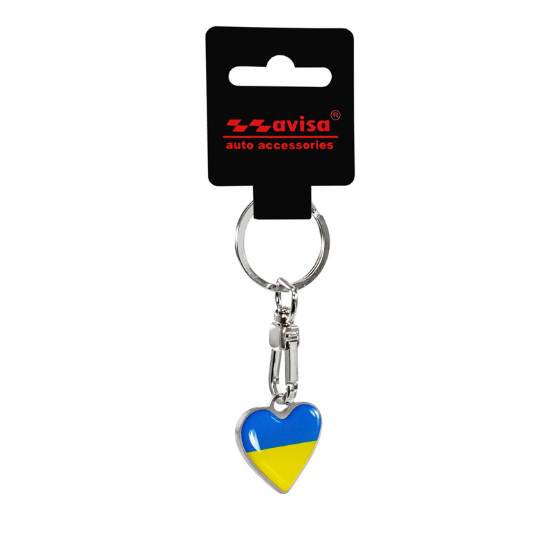 RVS sleutelhanger - 'Heart' Oekraïne