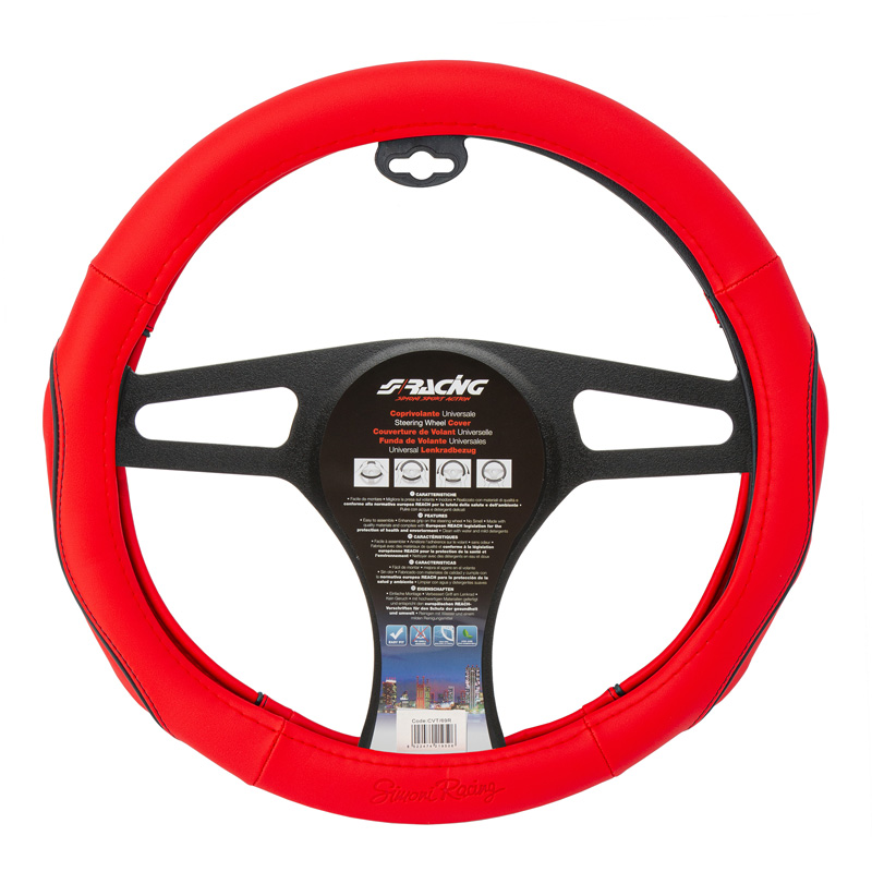 Simoni Racing Stuurwielhoes Pretty - Rood Eco-Leder - 37-39cm