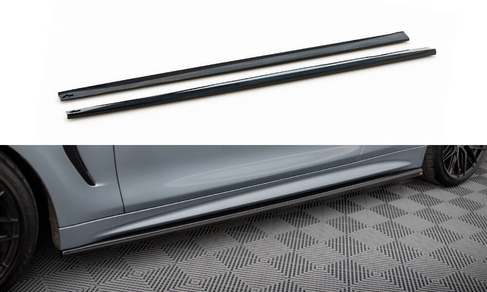 Zijskirts V.3 BMW 4 Coupe M Pakket F32 Maxton Glans Zwart