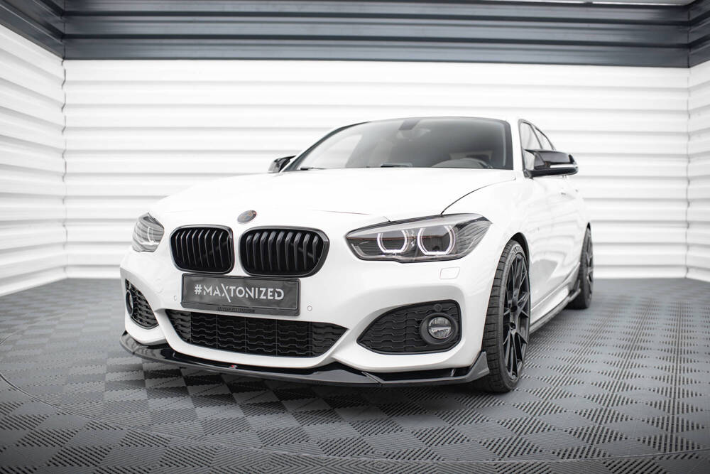 Voorspoiler V.4 BMW 1 Serie M Pakket / M135i / M140i F20 / F21 FL Maxton Glans Zwart