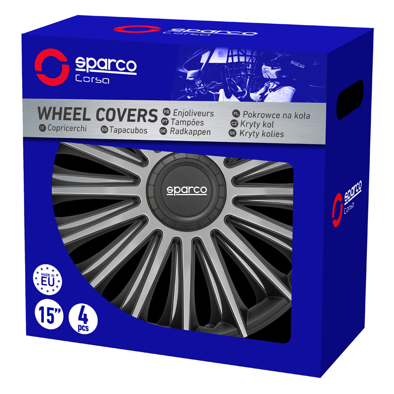 Sparco Wieldoppen Treviso - 16-inch - Zwart/Zilver - Set van 4 stuks
